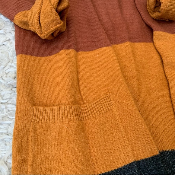Amazon Women's Striped Cardigan Sweater Color Block Knit Open Front Long Sleeve - Picture 6 of 7